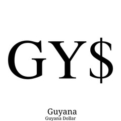 Wall Mural - Black  Guyana Dollar currency symbol isolated on white background