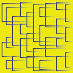 Poster - Bright yellow background with blue dynamic squares