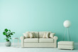 canvas print picture - Sofa in Altbau Wohnzimmer mit freier grüner Wand