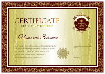 Wall Mural - Elegant designed certificate template. Award background. Vector illustration