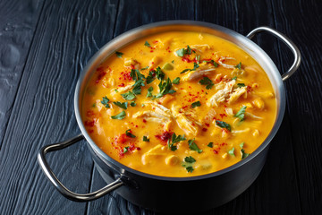 Canvas Print - pumpkin chicken breast soup, top view