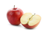 Fototapeta  - Whole and cut tasty apple on white background