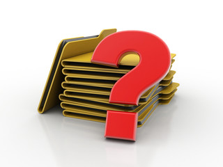 Poster - 3d rendering file folder with question symbol