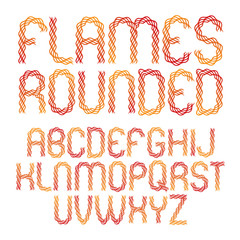 Poster - Set of vector rounded upper case alphabet letters isolated made with hot flaming design
