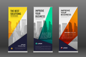 Wall Mural - Construction roll up banner design templates set
