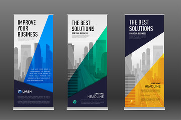 Wall Mural - Construction roll up banner design templates set
