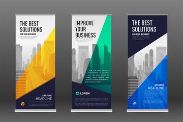 Wall Mural - Construction roll up banner design templates set