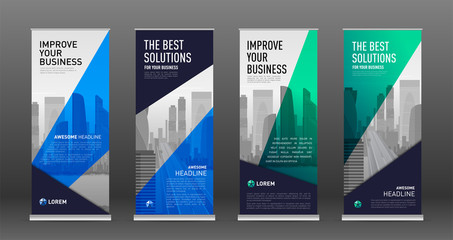 Wall Mural - Construction roll up banner design templates set