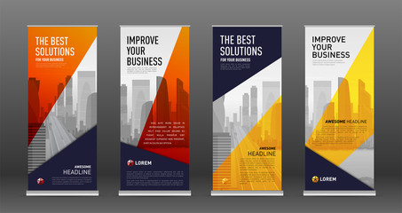 Wall Mural - Construction roll up banner design templates set