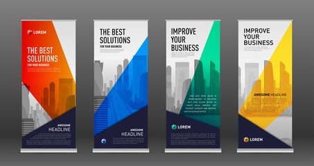 Wall Mural - Construction roll up banner design templates set