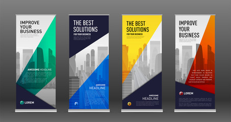 Wall Mural - Construction roll up banner design templates set
