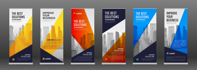 Wall Mural - Construction roll up banner design templates set