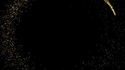 Wall Mural - Abstract holiday background with shining gold sparkling particles on black. 4K motion graphic.