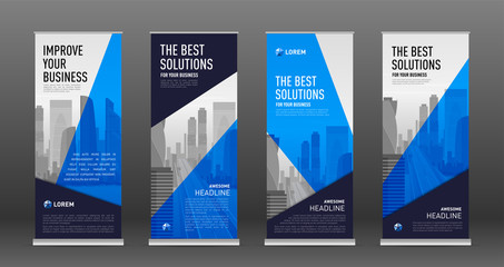 Wall Mural - Construction roll up banner design templates set