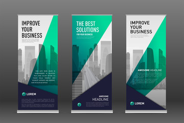 Wall Mural - Construction roll up banner design templates set