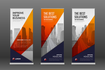 Wall Mural - Construction roll up banner design templates set