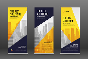 Wall Mural - Construction roll up banner design templates set