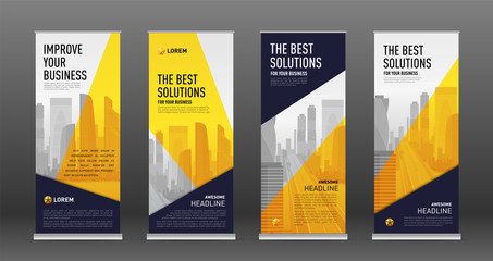 Wall Mural - Construction roll up banner design templates set