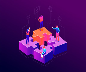 Wall Mural - our team - modern colorful isometric vector illustration