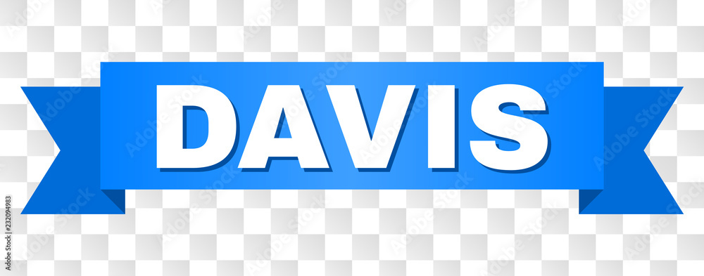 Text Davis DAVIS text on a ribbon. Designed with white caption and blue stripe ...