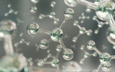 Wall Mural - abstract atom or molecule model, genetic science or medical background.