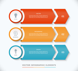 Canvas Print - vector infographic design template with 3 arrows pointing right. can be used for web design, diagram