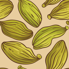 Wall Mural - cardamom seeds vector pattern