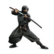 Illustration couleurs d'un guerrier Ninja armé d'un sabre Katana