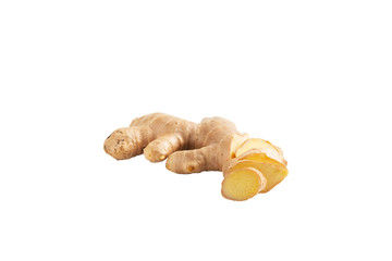 Fresh ginger for healthy on isolated white background.