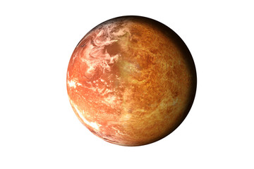 half planet mars with atmosphere with half venus planet of solar system isolated on white background