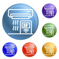 Poster - Conditioner control icons set vector 6 color isolated on white background