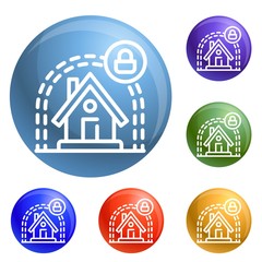 Poster - Smart house protect icons set vector 6 color isolated on white background
