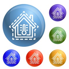 Poster - Control home temperature icons set vector 6 color isolated on white background
