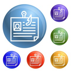 Poster - Personal data phishing icons set vector 6 color isolated on white background