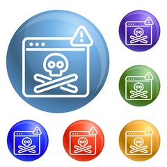 Poster - Virus computer danger icons set vector 6 color isolated on white background