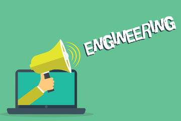 Fototapete - Writing note showing Engineering. Business photo showcasing Science concerned with design building use of engines machines.