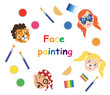Face painting for kids poster, collection. Vector illustration. eps10