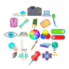 Fototapete - Diagram icons set. Cartoon set of 25 diagram vector icons for web isolated on white background