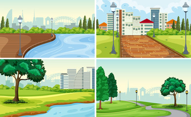 Wall Mural - set of park landscape