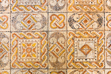 Wall Mural - Beautiful Ancient Mosaic in Roman ruins of Volubilis, Unesco, Meknes, Morocco, Africa