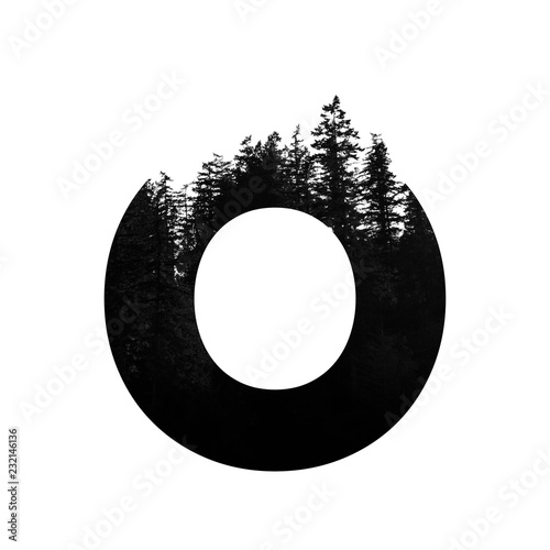 Fotografía Letter O hipster wilderness font lettering. Outdoor adventure.