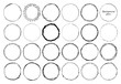 © Юрий Парменов - Set of doodle circle frames with pencil effect . Damage round grunge shape silhouette. Circle distressed grunge texture. Made by ballpoint pen, thin lines, lace. Vector
