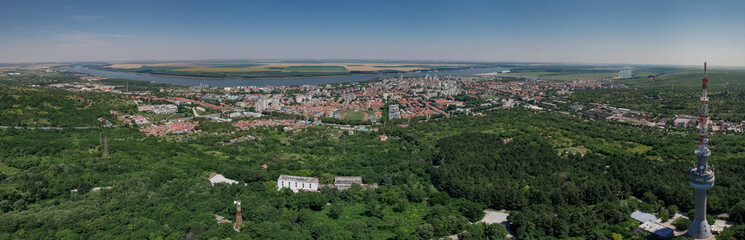 Poster - Aerial view of Silistra, Medzhidi Tabia Castle and Danube river, Bulgaria