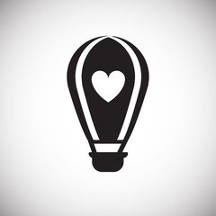 Poster - Hot air balloon with heart on white background icon