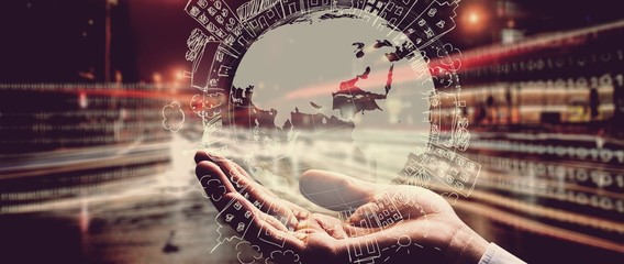 businessman holding globe of the earth planet