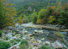 Autumn Landscape Of The Chaya River In The Rhodopes Mountain, Bulgaria.             