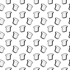 Poster - Seamless pattern hand drawn bread. Doodle black sketch. Sign symbol. Decoration element. Isolated on white background. Flat design. Vector illustration