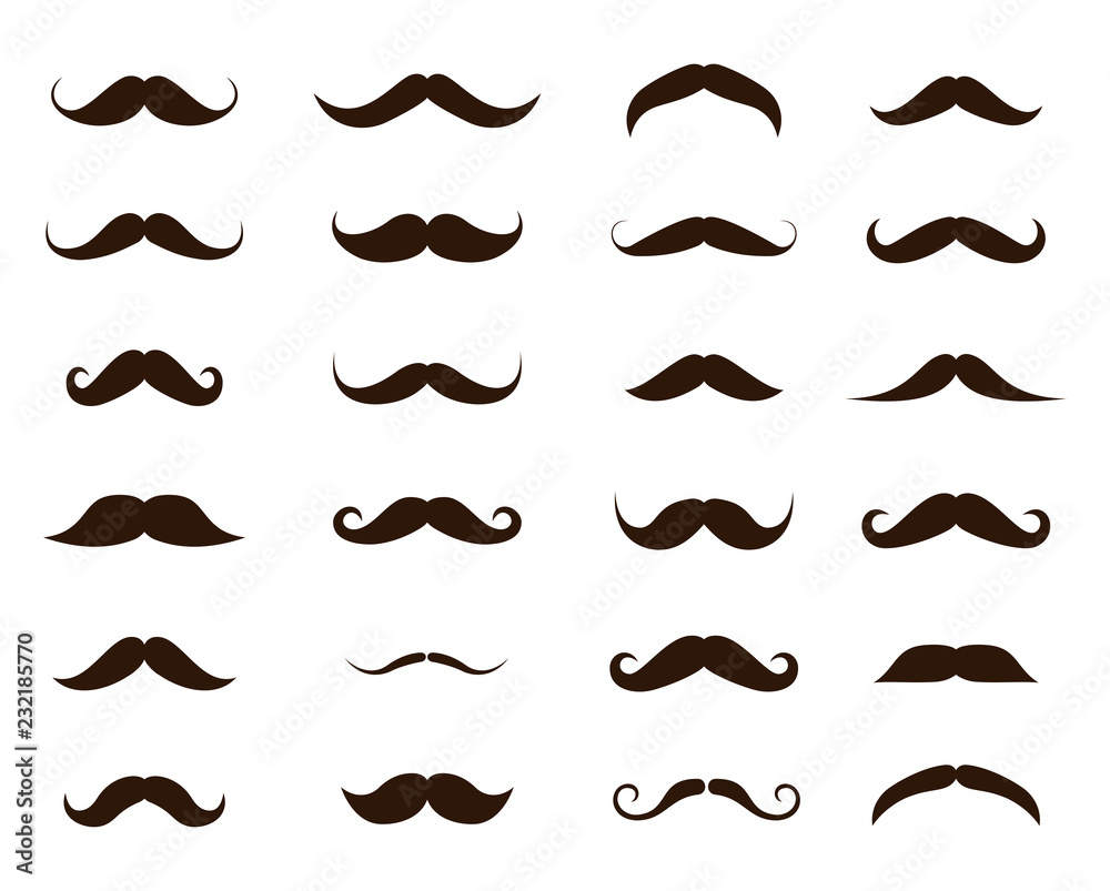 Different mustache collection. Vector - obrazy, fototapety, plakaty 