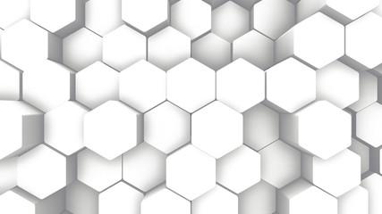 Wall Mural - abstract hexagon geometric texture. white surface illustration. light bright and clean hexagonal gri
