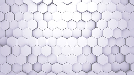 Wall Mural - abstract hexagon geometric texture. white surface illustration. light bright and clean hexagonal gri